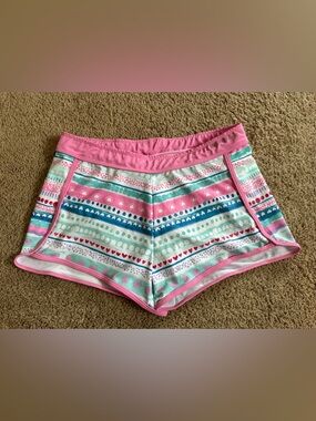Eddie Bauer Pink Multi-Stripe Girls Swim/Active Shorts.